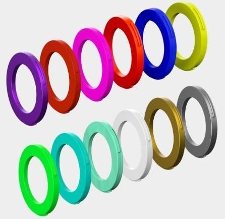 4 Piston Brake Caliper Rings, Neon Red/Neon Yellow/Blue (x4 of each colour)